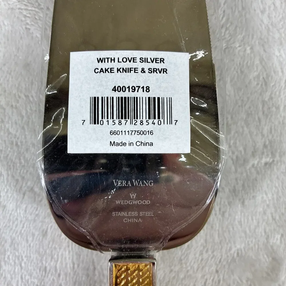 NIB Vera Wang With Love Cake Knife And Server Stainless Gold Silver #40019718
